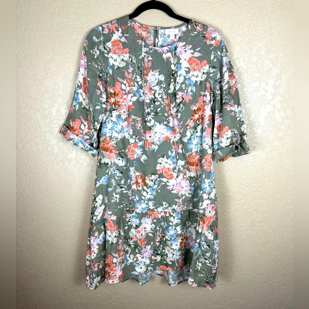 J Jill sage green floral dress